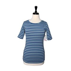 LuLaRoe GiGi Top S Blue. Green Stripe Short Sleeve Tee NWT Womens